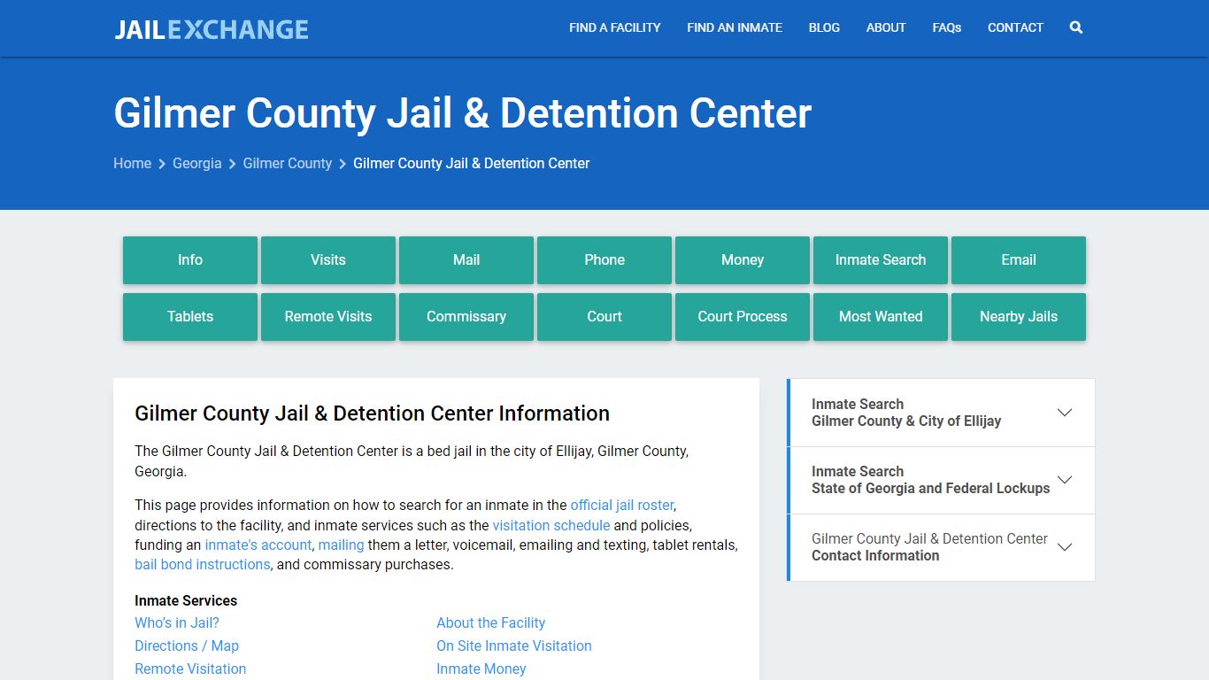 Gilmer County Jail & Detention Center, GA Inmate Search, Information